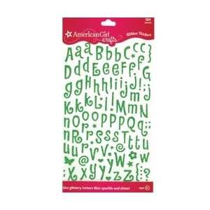 American Girl Glitter Stickers Lime Tiny Letters; 6 Items/Order