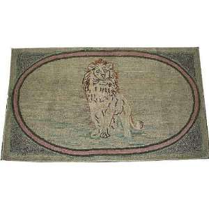   Collective Antique Folk Art American Hooked Rug Lion
