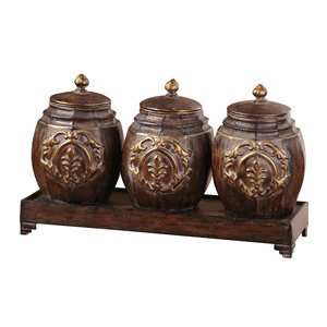  Uttermost Set of 4 Elisa Canisters and Tray Patio, Lawn 