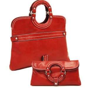 Belle Rose Folding Purse/ Handbag ~ Red