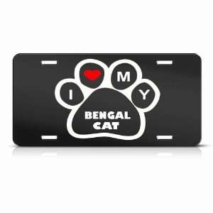 Bengal Cats Black Novelty Animal Metal License Plate Wall Sign Tag
