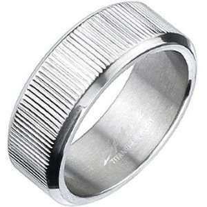  Size 10  Spikes Mens Solid Titanium Multi Grooved Band 