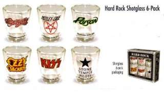 HARD ROCK Aerosmith Motley Crue Ozzy Kiss SHOT GLASS 6  