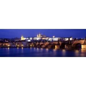  Night, Charles Bridge, Vltava River, Prague, Czech 