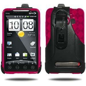  Amzer Luxe Argyle Case + Swivel Holster Combo   Hot Pink For HTC EVO 