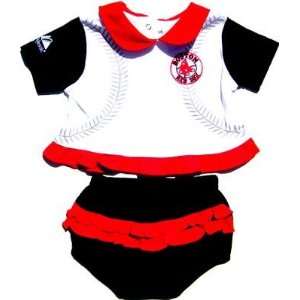  NEWBORN Baby Infant Boston Red Sox Girl Ruffle Cheer Dress 