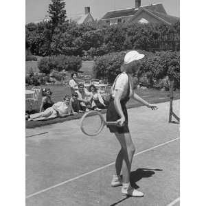  Eunice Kennedy Playing Tennis as Her Family Looks on Jean 