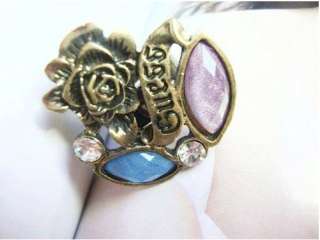 L4533 Fashion Crystal Antique Flower Ring Size 7 10  