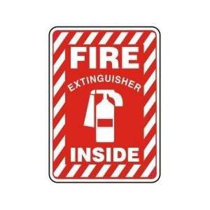 FIRE EXTINGUISHER INSIDE (W/GRAPHIC) 14 x 10 Aluminum Sign