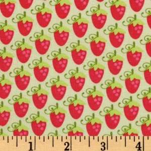  44 Wide Quite Contrary Strawberries Lime/Red Fabric By 
