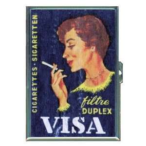 Visa Retro Lady Smoking ID Holder, Cigarette Case or Wallet MADE IN 