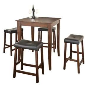  Nevada 5 Piece Cherry Pub Table with Upholstered Saddle 