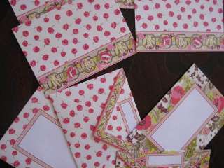   Pink Flowers note cards notecards blank w/ envelopes lot of 4  