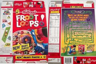 1994 Froot Loops New Purple Berry Cereal Box vvv13  