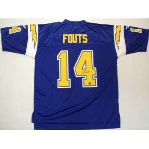  Autographed Dan Fouts Jersey   Throwback Reebok Navy 