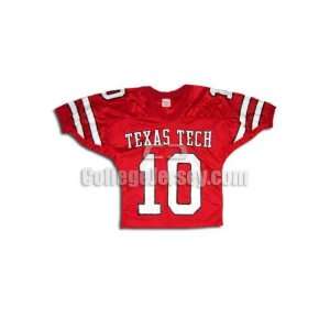  Red No. 10 Game Used Texas Tech Fab Knit Football Jersey 