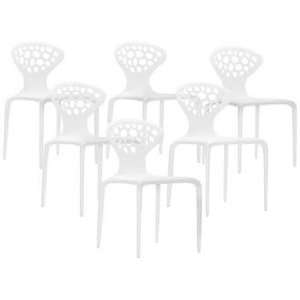  Set of 6 Zuo Marzipan White Chairs