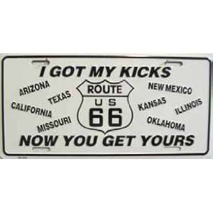 Route 66 I Got MY Kicks Metal License Plate