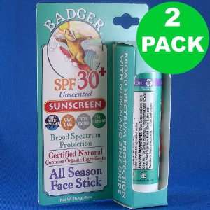  Badger Sunscreen Face Stick Sunscreen SPF 30 Unscented 2 Pack Beauty