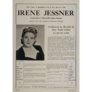  1947 Irene Jessner Soprano Annie Friedberg Booking Ad 