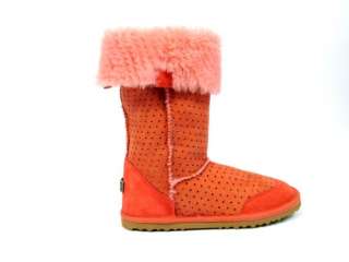 215 Australia Luxe Oasis Sheepskin Shearling Suede Coral Perforated 