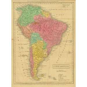  Tanner 1836 Antique Map of South America