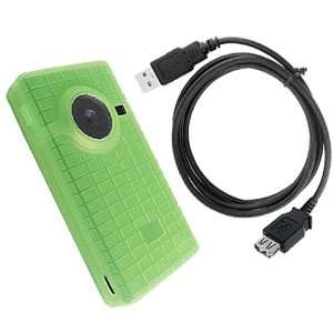  Skque Pure Digital Flip Mino HD Silicone Green Skin Case 