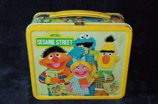 Vintage 1979 Sesame Street Metal Tin Lunch Box Bert Ernie Cookie 