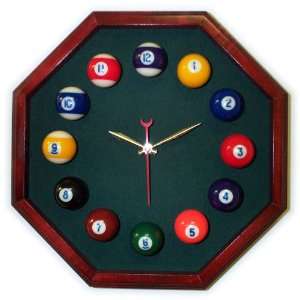   Octagon Billiard Clock Cherry & Spruce Mali Felt