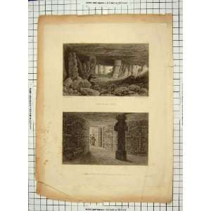1830 Catacombs Interior Archaeology Engraving Nash 