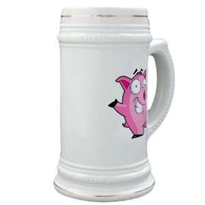  Stein (Glass Drink Mug Cup) Pig Cartoon 