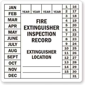  Fire Extinguisher Inspection Record (black) Laminated 