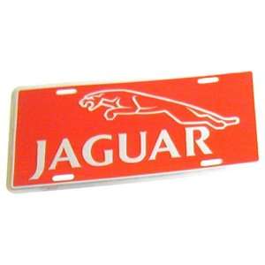 New Jaguar License Plate   Red, w/ Logo