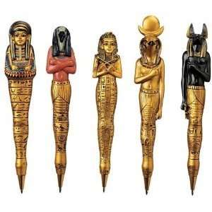 Xoticbrands 6 Ancient Egyptian Sculptures Collectible Pens   Set Of 5