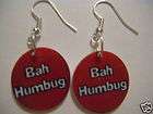 Scrooge earrings hum bug christmas carol jewelry fun