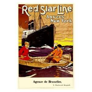  Red Star Line, Anvers to New York Giclee Poster Print 