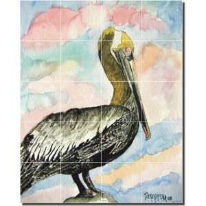  Pelican II by Derek McCrea   Bird Art Ceramic Tile Mural 