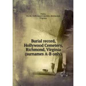 Burial record, Hollywood Cemetery, Richmond, Virginia (surnames A B 