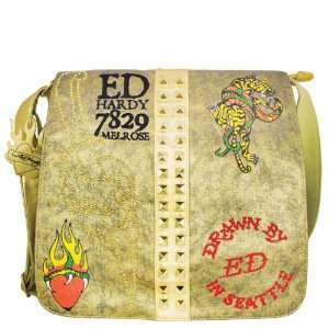  Ed Hardy Ginette Messenger Bag   Gold Mouch Everything 