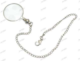 Victorian Pocket Chain Lens Monocle MAGNIFYING Glass 5x  
