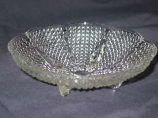 Vintage Clear Glass Beaded Tear Drop Footed Hazel Atlas Bowl Dish 