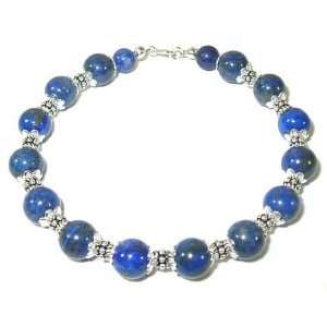  Lapis and Sterling Silver Bracelet   7.5 Inch