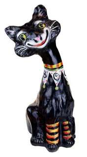Fenton Hand Painted Alley Cat Figurine in Black Glass  