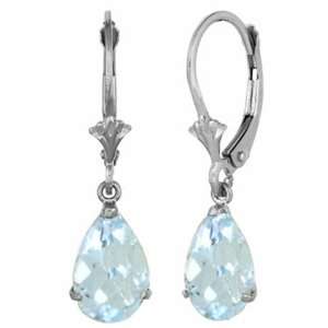   Sterling Silver Leverback Earrings with Genuine Aquamarines Jewelry