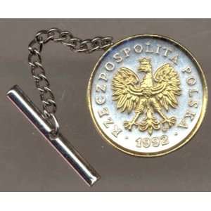   World Coin Tie Tack   Polish 5 groszy eagle with crown (penny size