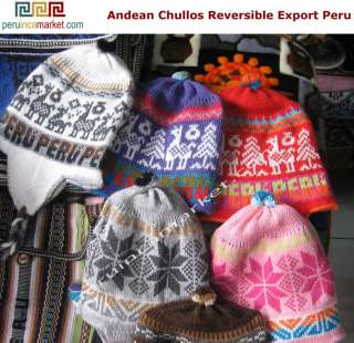 ANDEAN ALPACA WOOL CHULLOS Ski Hat export Peru  