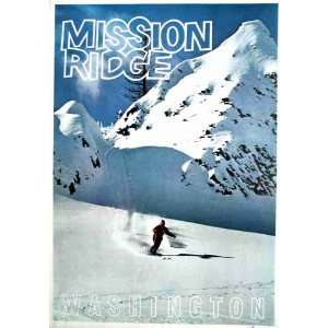  Vintage Ski Poster   Mission Ridge, Washington