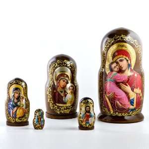 5 pcs/ 7 Maria with Jesus Russian Nesting Dolls 