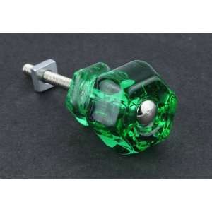  Antique Emerald Green Glass Knob   1 1/4