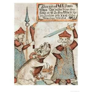   His Hand to the Bound Wolf, Fenrir Giclee Poster Print